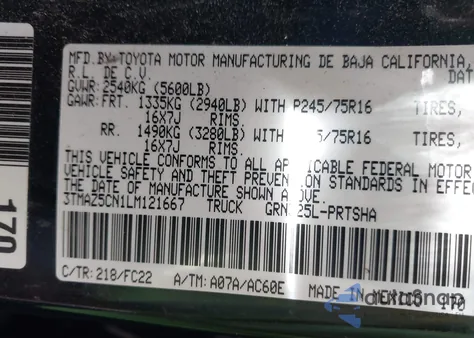 2020 Toyota Tacoma Sr5 V6 from USA, damaged, VIN 3TMAZ5CN1LM121667